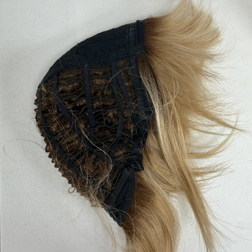 Pixie Cut Short Blonde Wig Layered Rooted Modacrylic Fiber Natural Style Classic